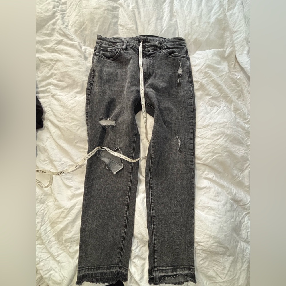 Women’s ana high rise straight leg gray distressed jeans.